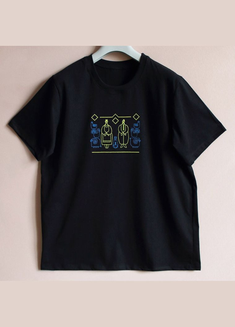 Черная мужская футболка с авторской вышивкой газды Ladan