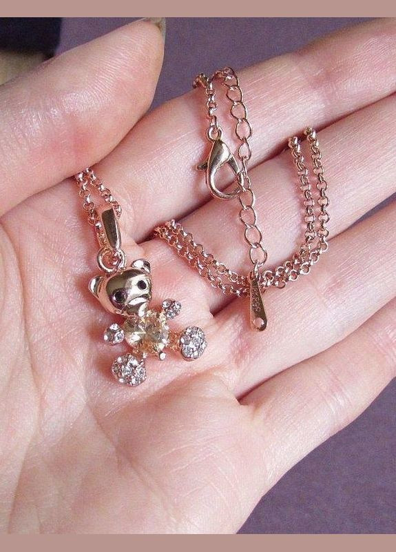 Ювелирная подвеска кулон на цепи мишка с фианитом, 1265 Fashion Jewelry (336950561)