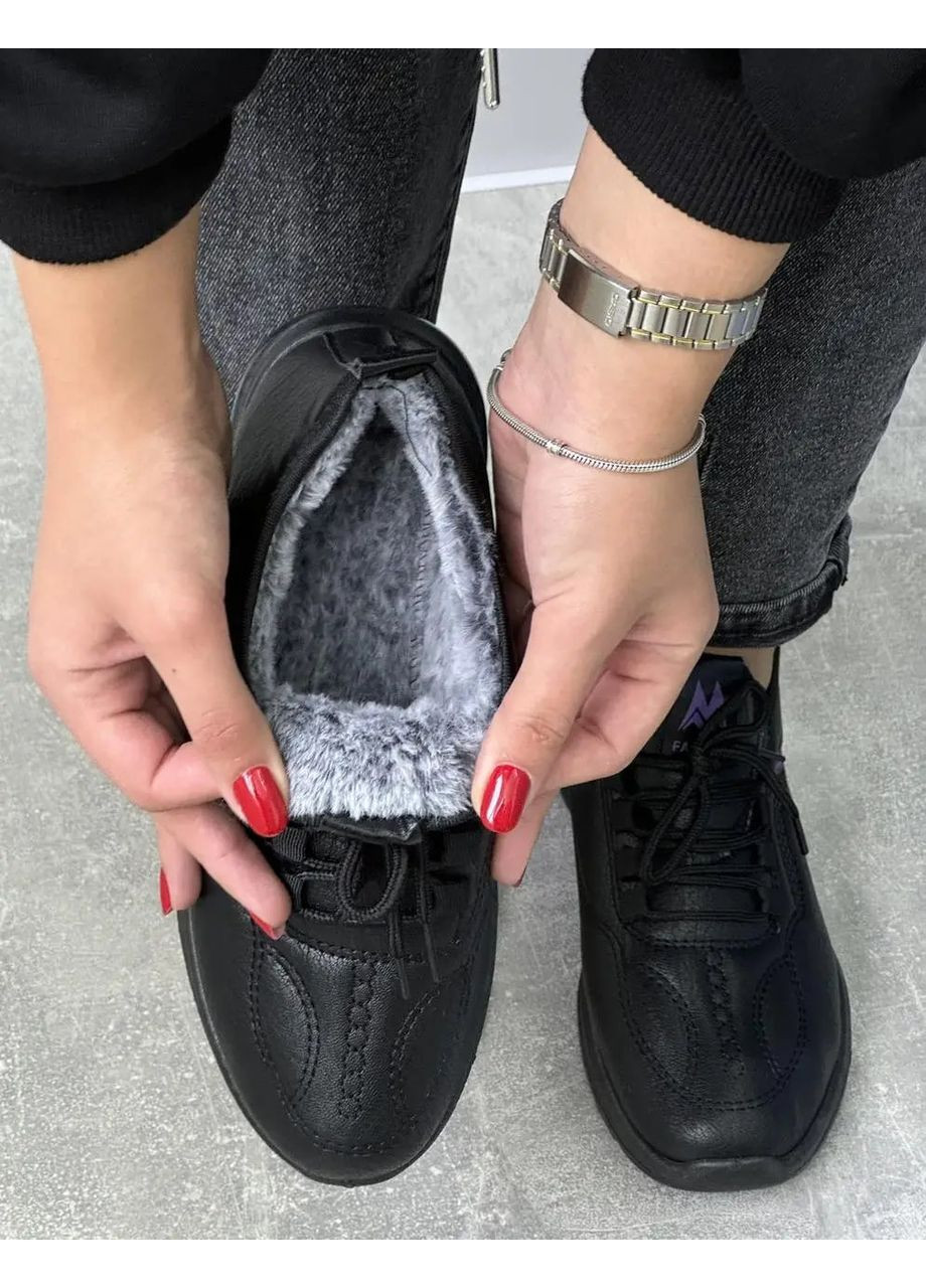 Черные всесезонные кроссовки унисекс зимние Obuvok кросівки