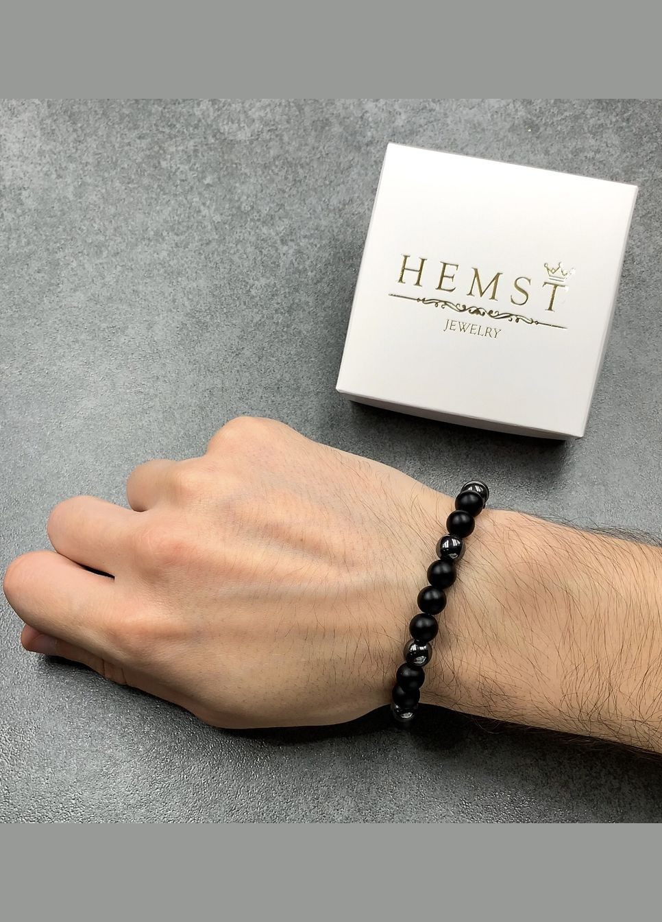 Браслет із шунгіту з гематитом (80049) Hemst (301071139)