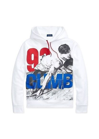 Мужское худое, с графической печатью, белое, C004883, L.100% оригинал, USA Polo Ralph Lauren slim fit (369133754)