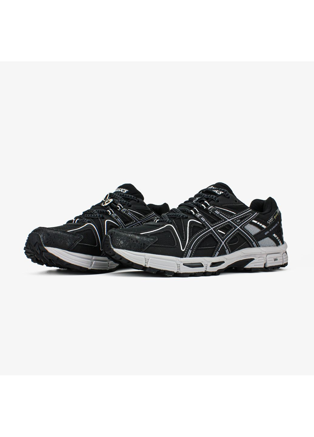 Черные всесезонные кроссовки мужские и женские asics gel-kahana 8 black white gore-tex | асикс гель-кахана 8 черные No Brand
