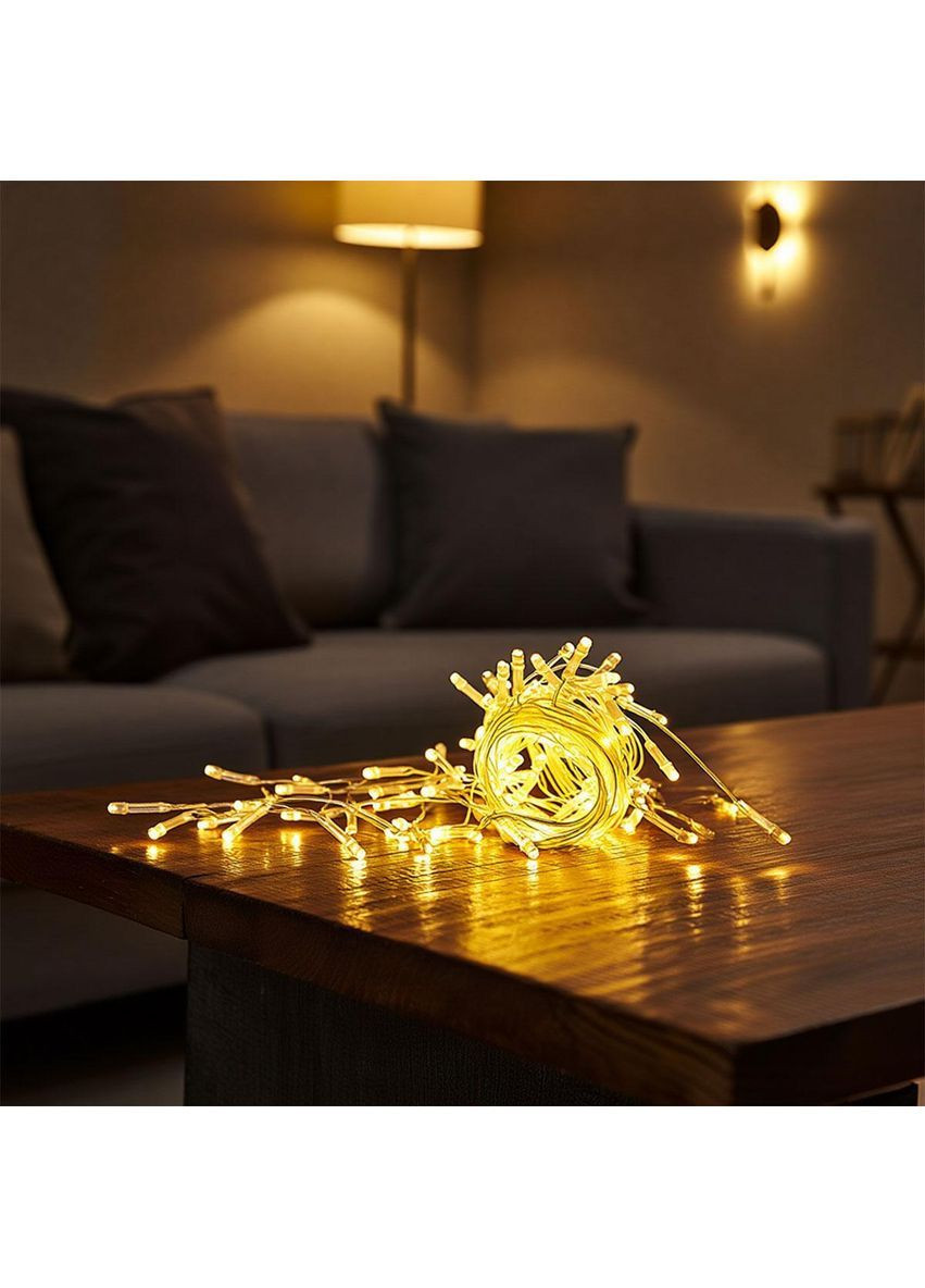 Новорічна гірлянда штора 1,5х1,5 м 64 LED кімнатна гірлянда білий провід Жовте світло ZWM1564LEDY Garlando (370373192)