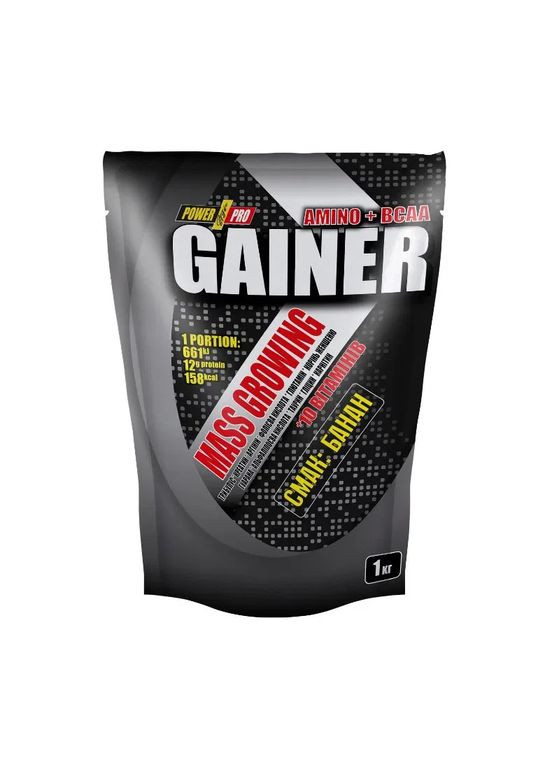 Гейнер для набору маси Mass Growing Gainer,, ваніль, 1000 г Power Pro (361119058)