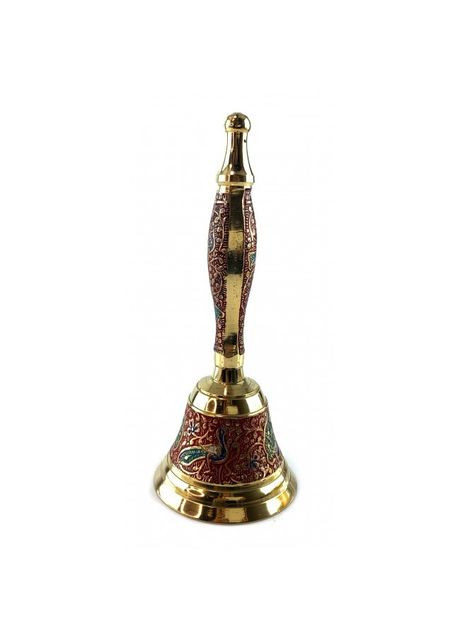 Колокольчик с ручкой с рисунком бронзовый "Павичи на красном фоне" (18х7,6 см) No Brand (316717718)