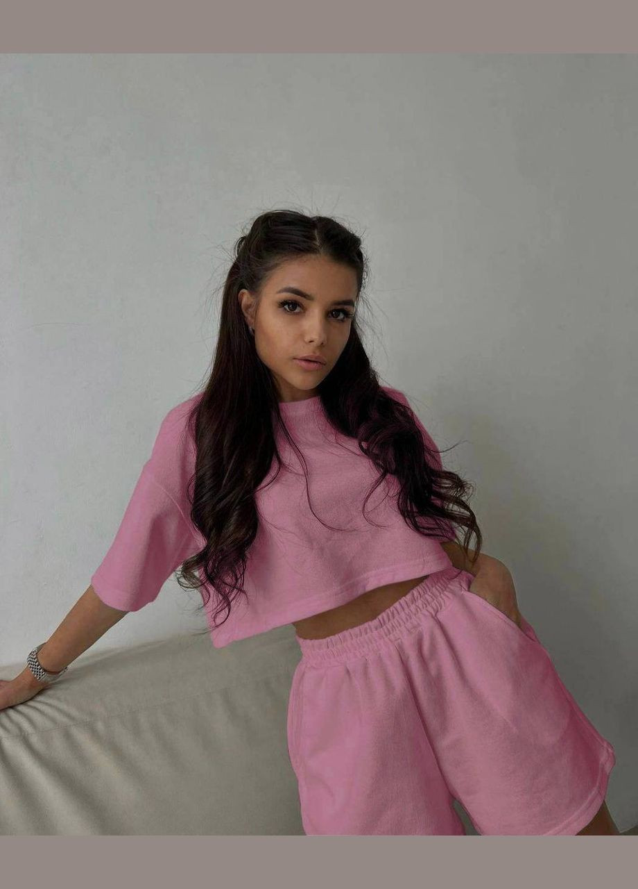 Жіночий літній костюм вкорочена футболка та шорти MonCher (332955714)