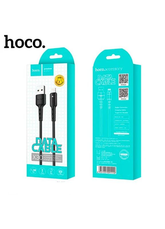 Кабель USB - Lightning X30 Star з індикатором увімкнення живлення чорний Hoco (319335243)