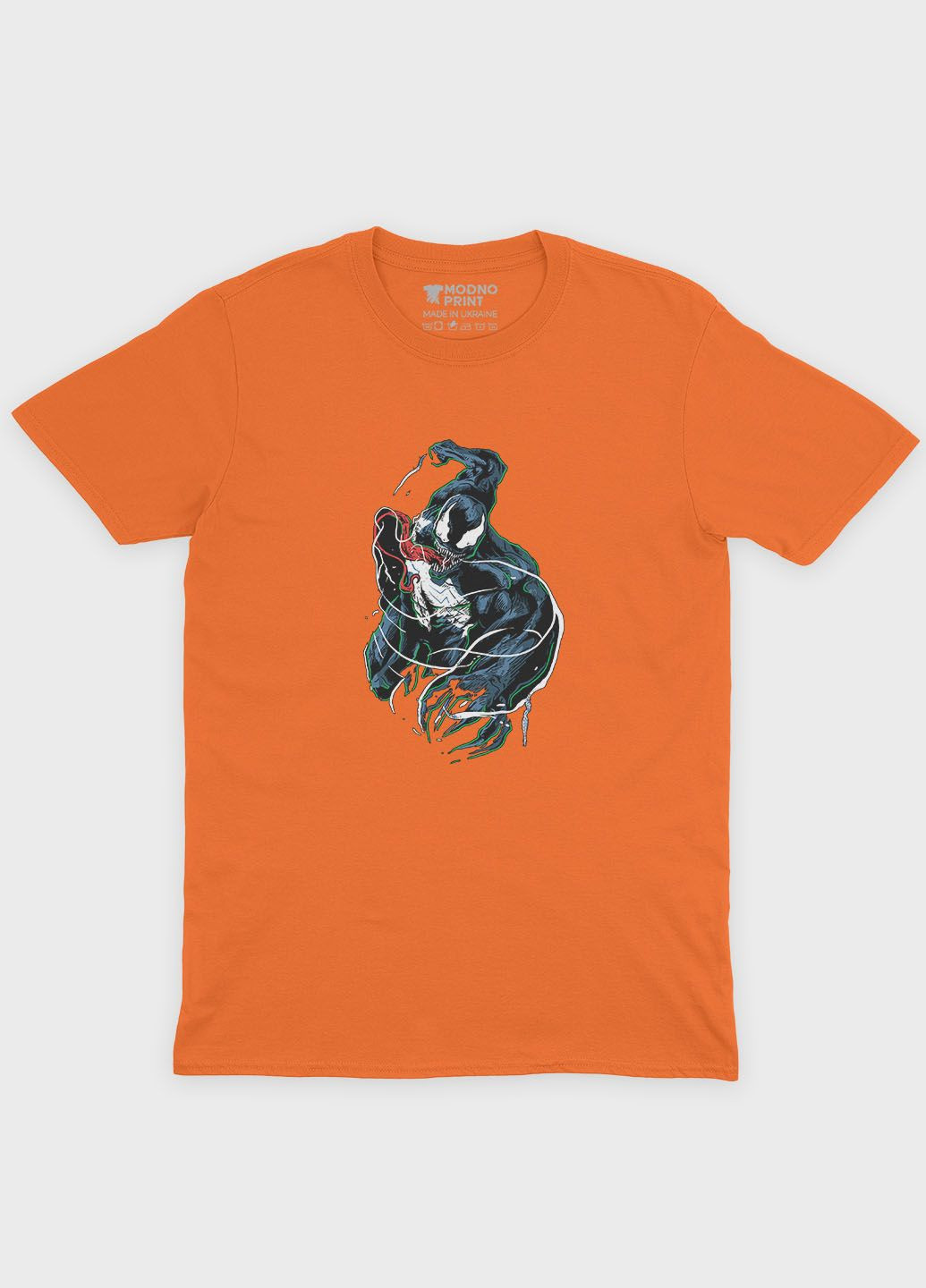 Помаранчева демісезонна футболка для хлопчика з принтом суперзлодія - веном (ts001-1-ora-006-013-005-b) Modno