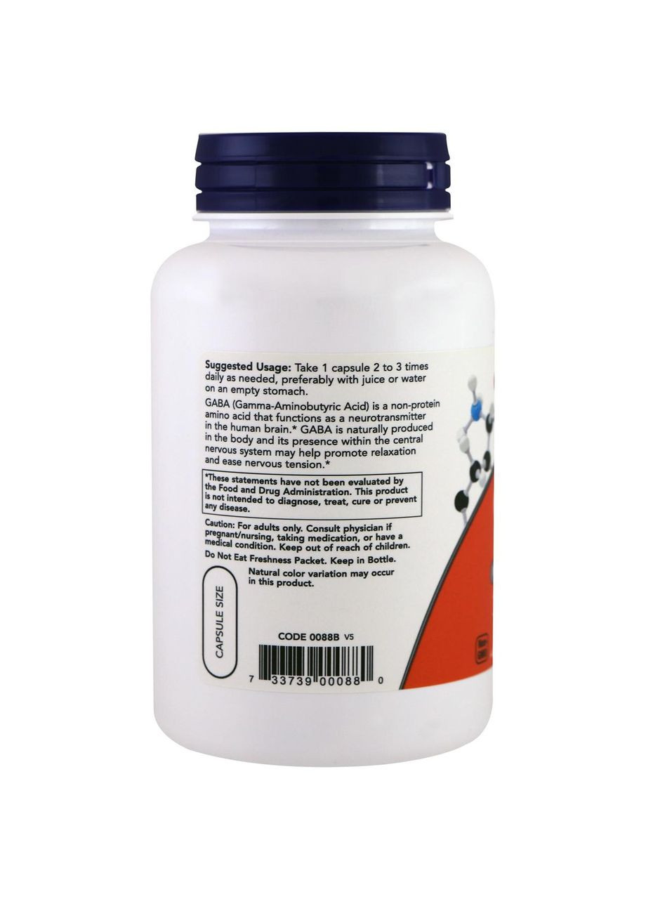 ГАМК (Гамма-аминомасляная кислота), 200 капсул Now Foods (364312832)