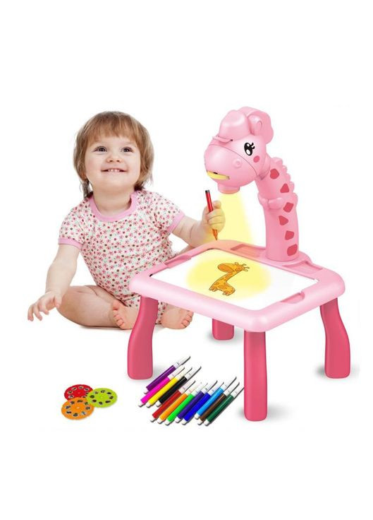 Дитячий проектор для малювання 202-18B набір для творчості з фломастерами Рожевий жирафка Fun Game (327216748)