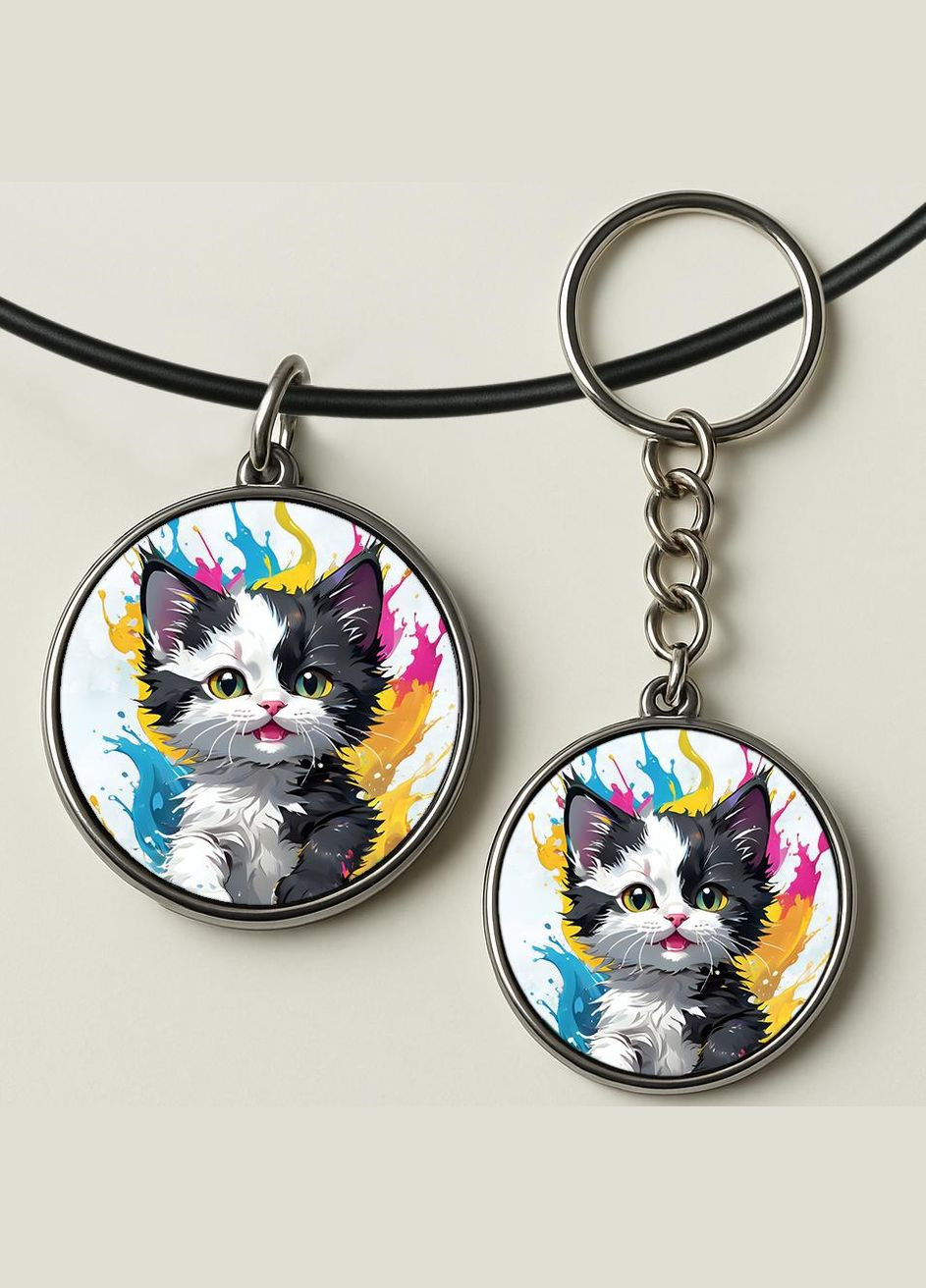 Набор подвеска (кулон) и брелок Cat #12 (подарочный набор) No Brand (332633562)