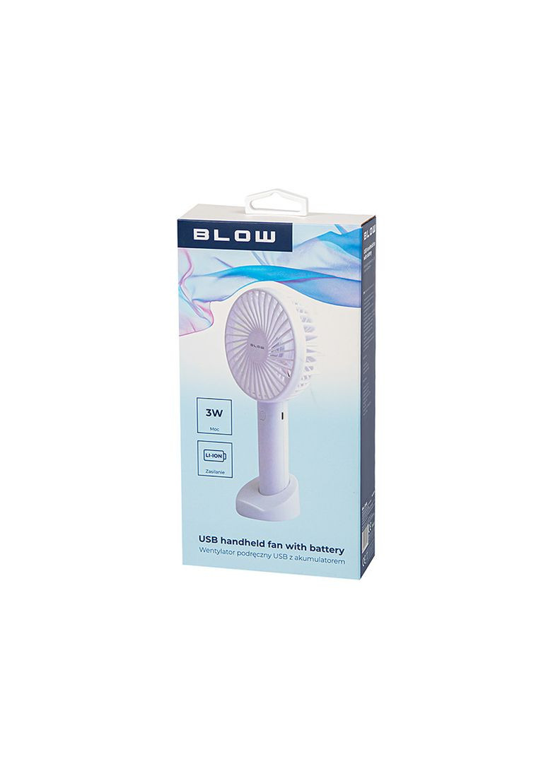Вентилятор портативный Blow на аккумуляторе 18650 ручной/настольный белый USB 44-504# No Brand (334846520)