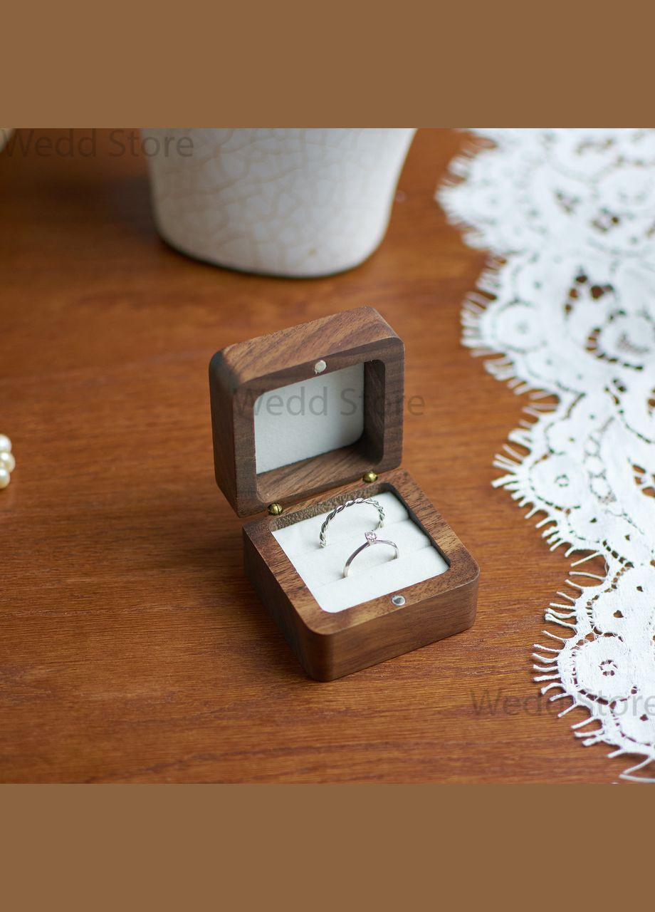 Весільна скринька для обручальних кілець SOHO Дерев'яна Коробочка-шкатулка для двох кілець футляр для обручок No Brand (338436943)