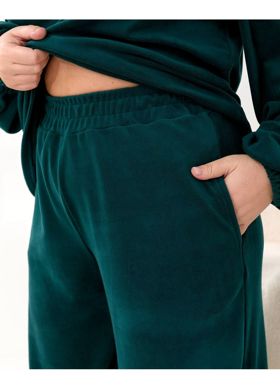 Смарагдова зимня домашній костюм з мікрофлісу + чалма 🤍🤍🤍 кофта + брюки Україна