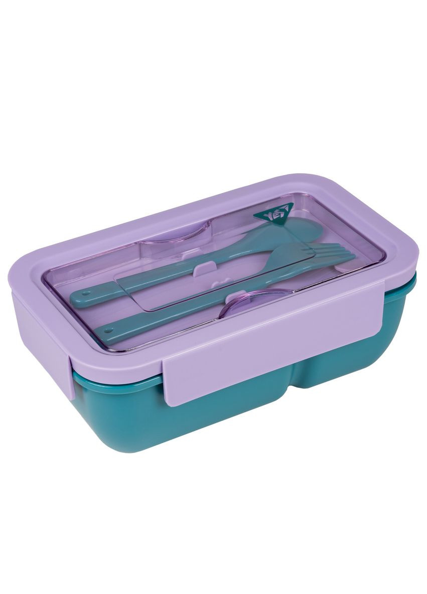 Ланч-бокс з приладами Fusion 708170 850 мл фіолетовий із зеленим Yes (361398673)