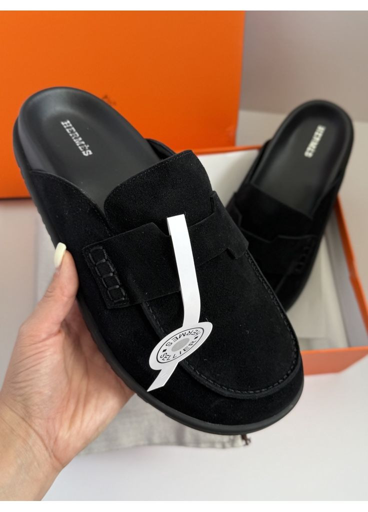 Замшеві шльопанці жіночі мюлі клоги Ермес унісекс No Brand (352192537)