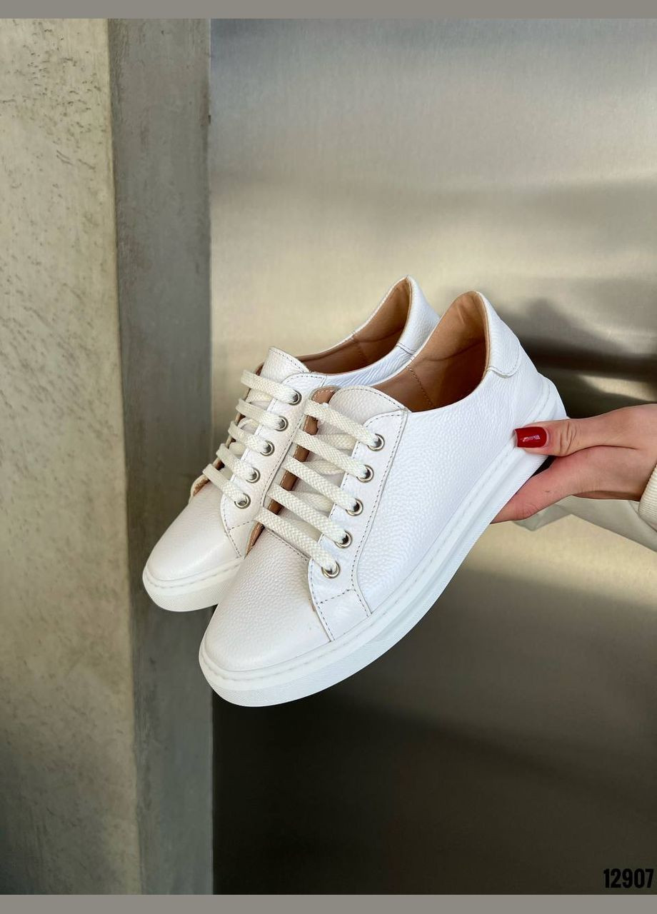 Білі кеди жіночі білі з натуральної шкіри No Brand