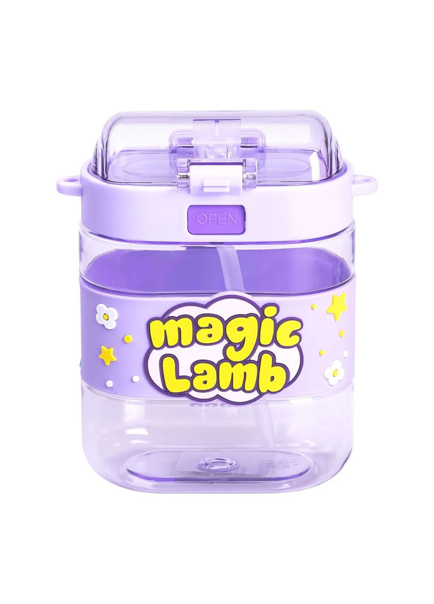 Бутылка для воды детская фиолетовая 560 мл с трубочкой и ремешком для школы питьевая бутылочка ProDobro (364192907)