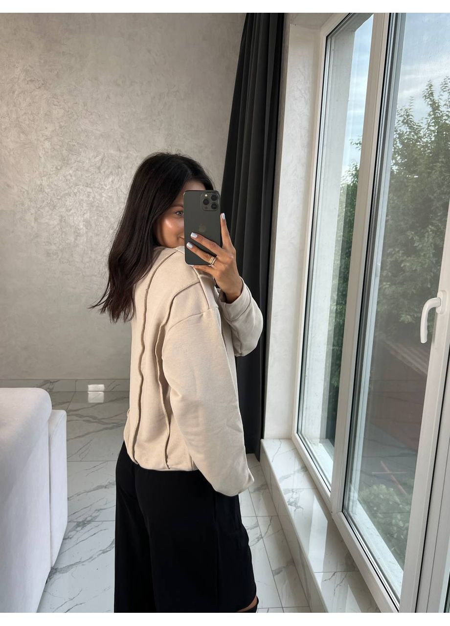 Бежевый женский свитшот FINO Mode без декора (359652251)