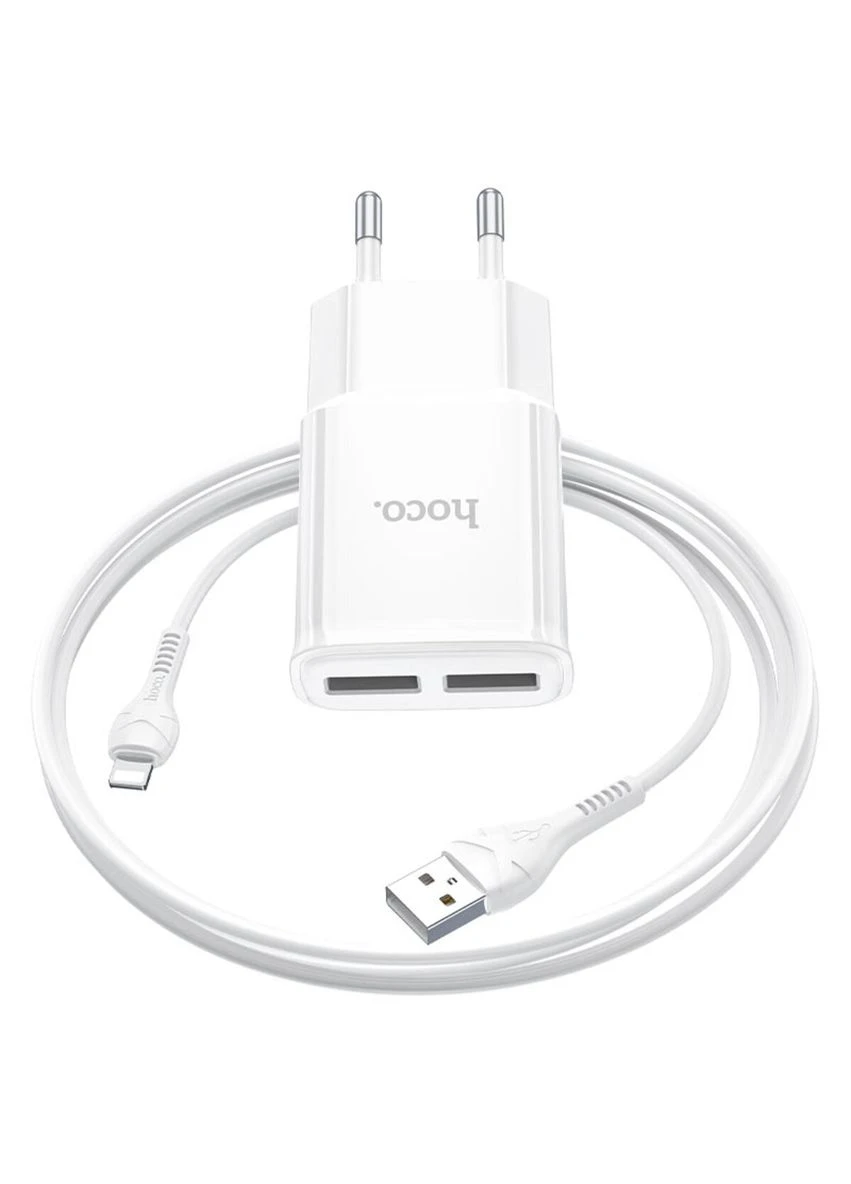 Мережевий зарядний пристрій dual port charger set (iP) 12W White (6931474749512) Hoco C88A Star round (340062531)