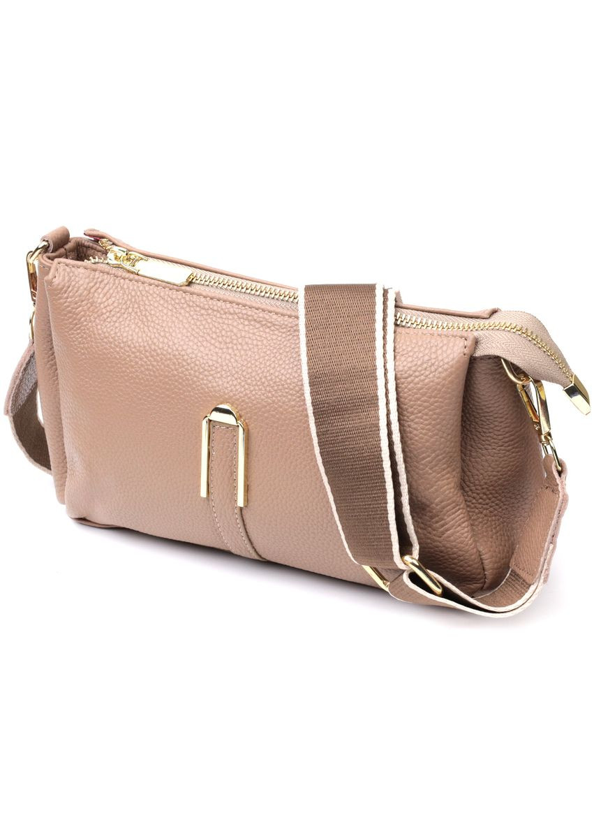 Оригинальная сумка через плечо из натуральной кожи бежевая 22289 Vintage (329195509)