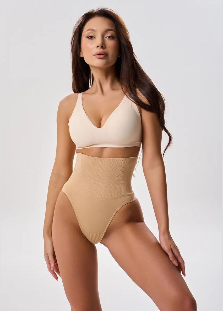 Корректирующие женские трусики стринги с ребрами жесткости утягивающие трусы на высокой посадке коррекционное белье утяжка талии Cindylove (341538411)