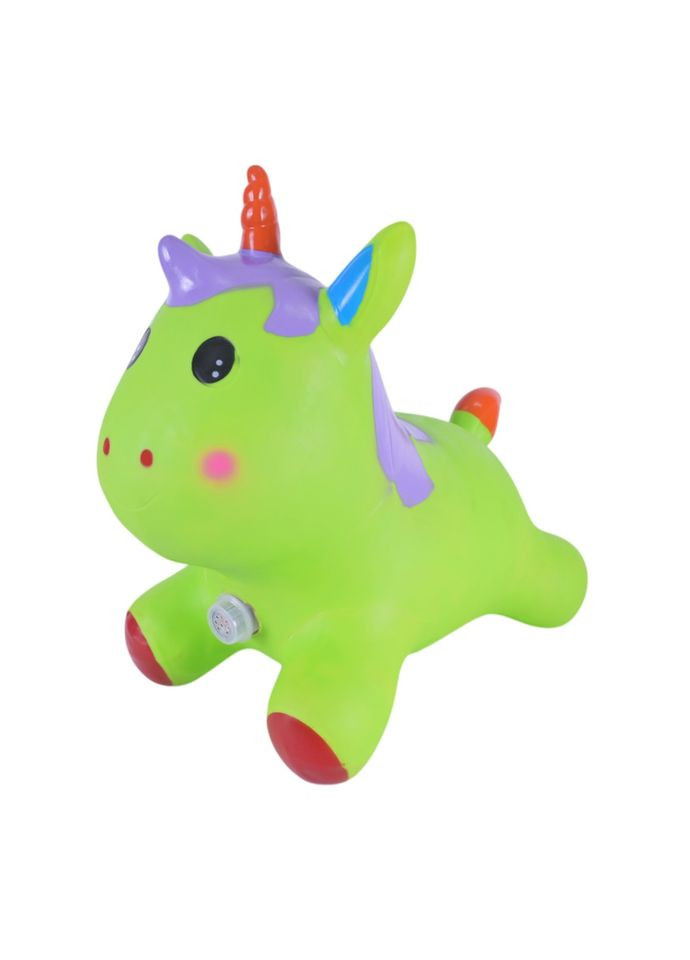 Детская игрушка-прыгун Единорог с музыкой и светом зеленый для активных игр и развития координации Bambi (368759915)