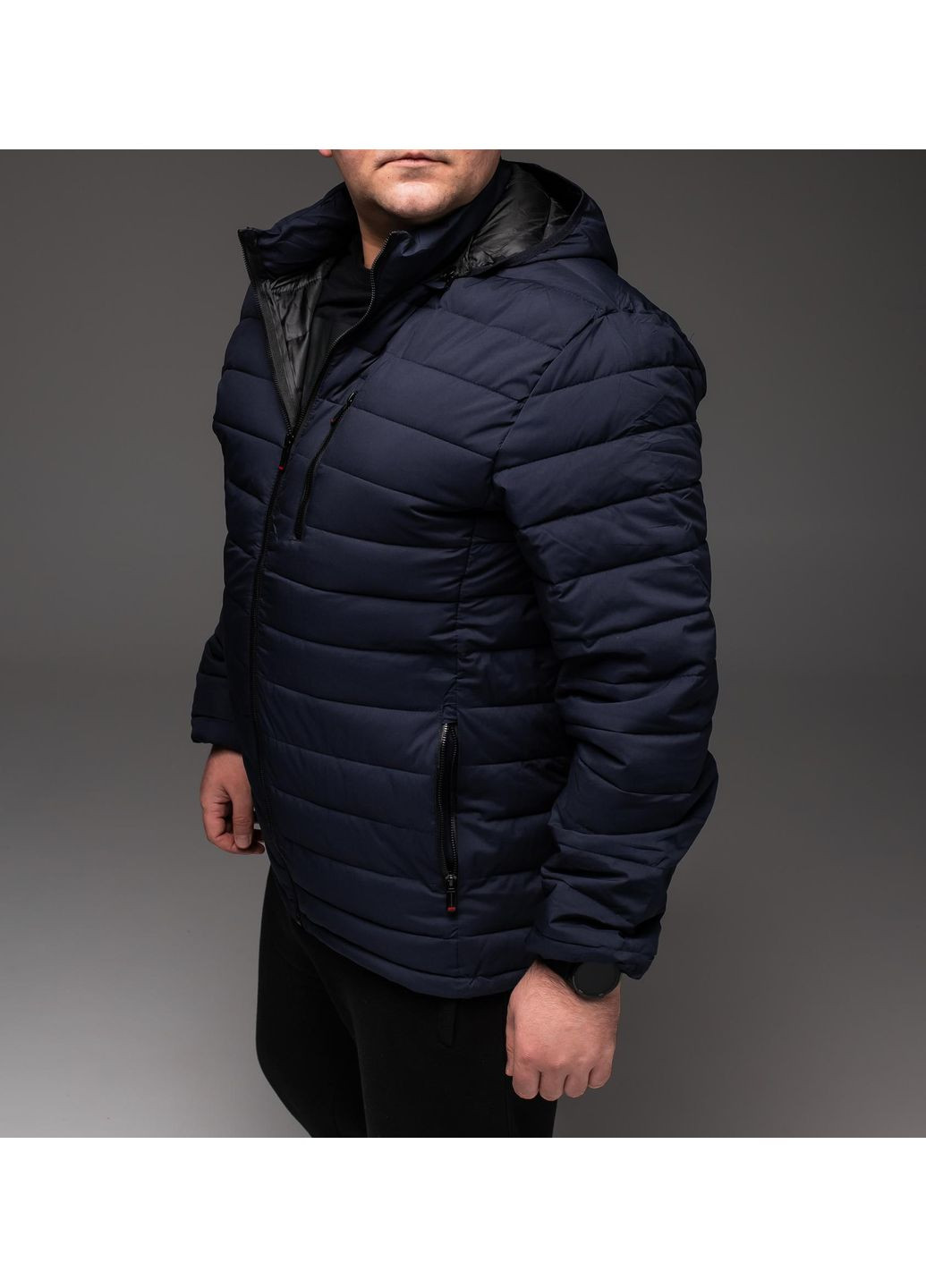 Синя демісезонна куртка чоловіча утеплена стьобана батал No Brand