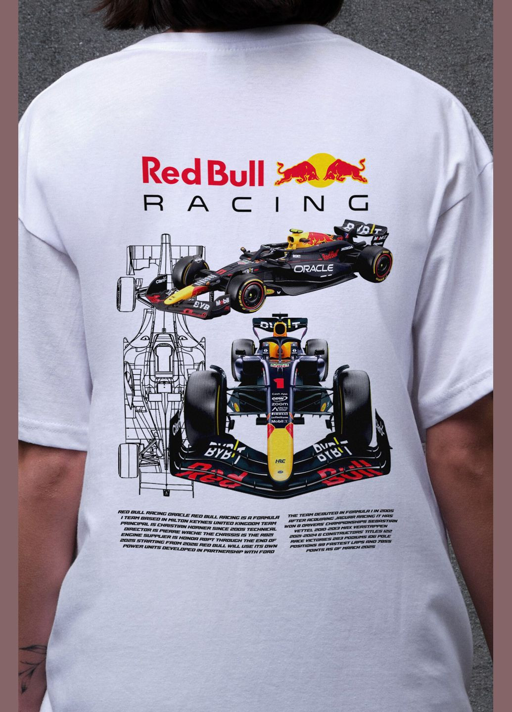 Женская Оверсайз Футболка с принтом Redbull White Without - (337115891)