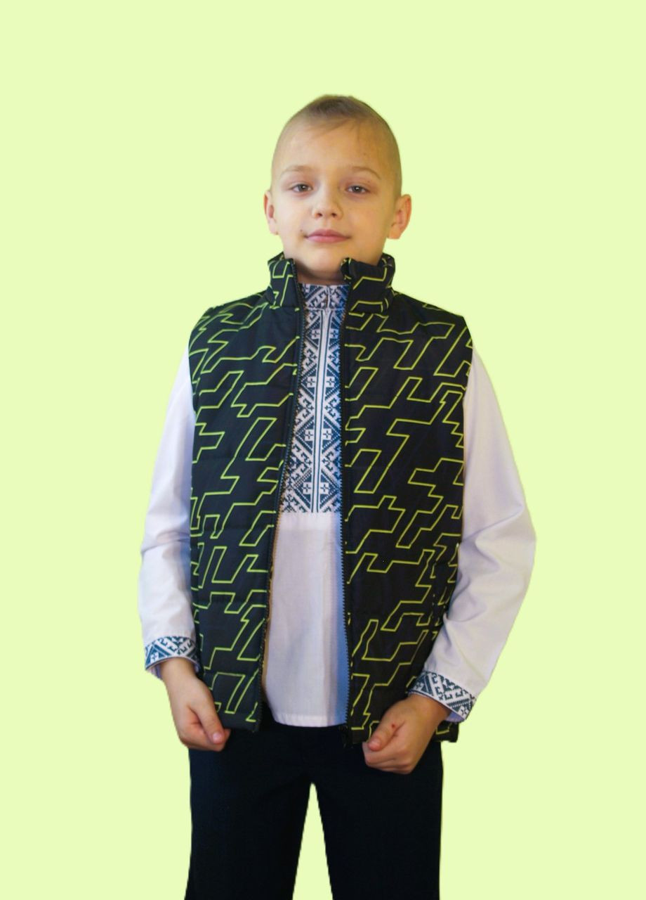 Жилетка детская весна/осень без капюшона 122 размер с карманами принт салатовый цвет Handmade (324252655)