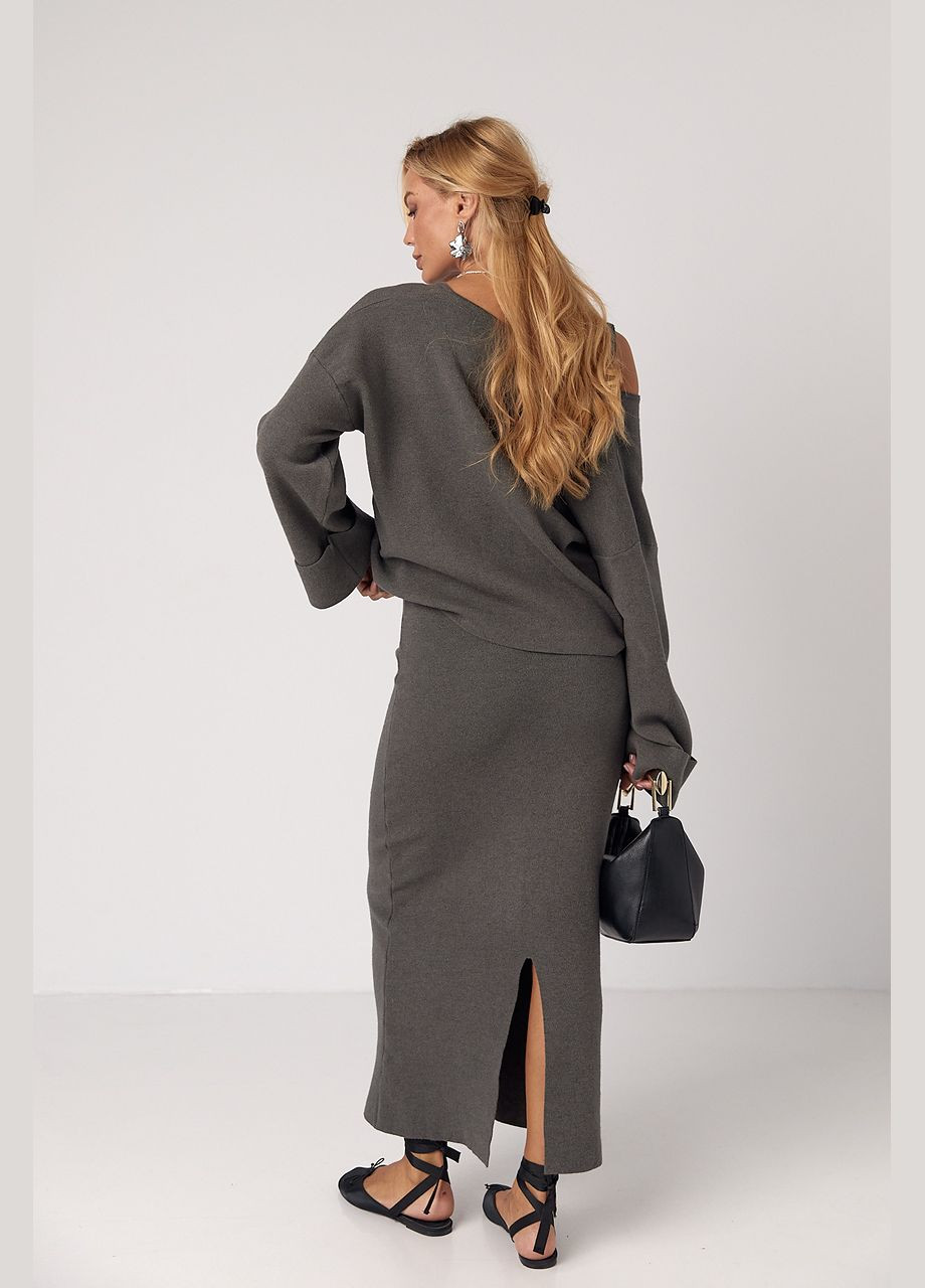 В'язаний костюм-трійка з кардиганом, спідницею та топом No Brand (322422065)