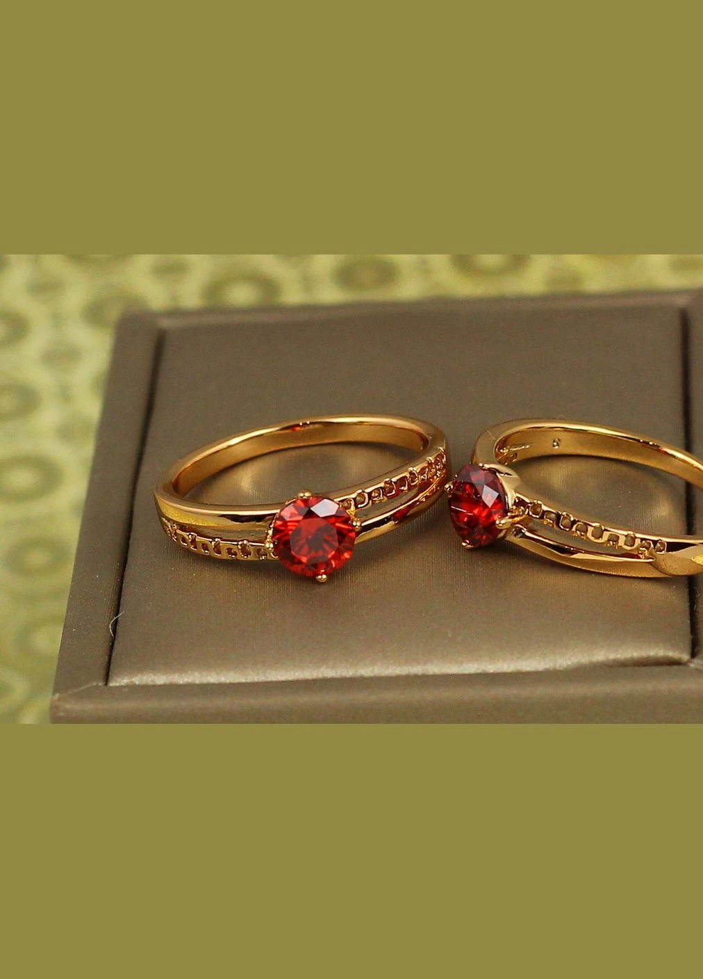 Кільце душевна чутливість з червоним фіанітом р 16 золотисте Xuping Jewelry (316606793)