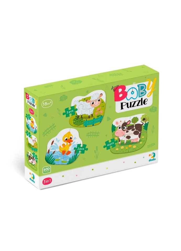 Детский Пазл 3 в 1 "Сельские животные" DoDo 300393, 9 эл No Brand (333941207)