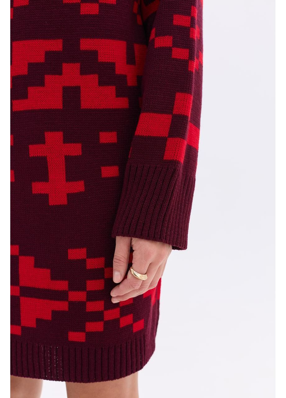 Бордова в'язана сукня «олена» MEREZHKA з орнаментом