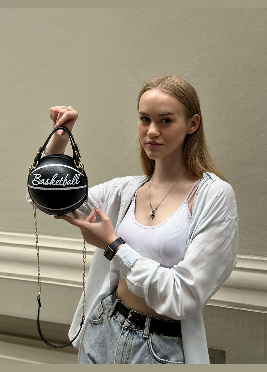 Жіноча чорна кругла сумка BASKETBALL м'яч на ланцюжку No Brand (299279310)