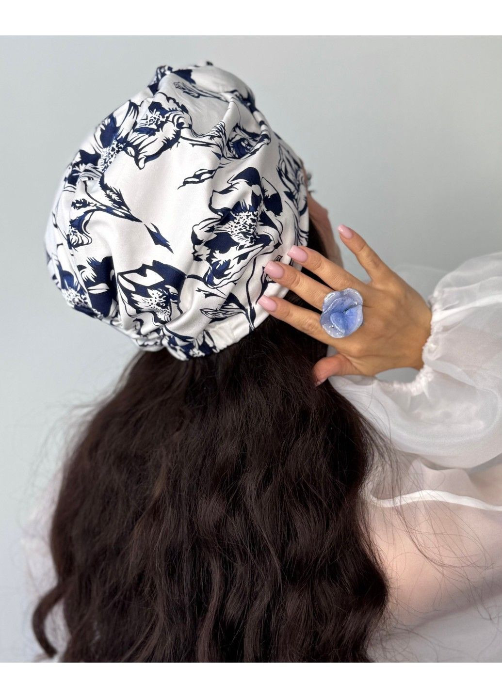 Тюрбан з квіткою та принтом чорнильні квіти BANDANA QUEEN (366239268)