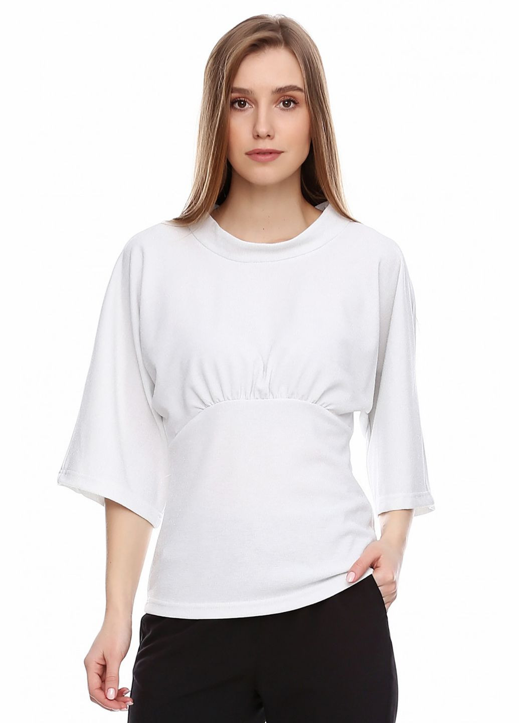 Белая женская блузка с приталенным кроем и широкими рукавами (ll170670001) LadyLike