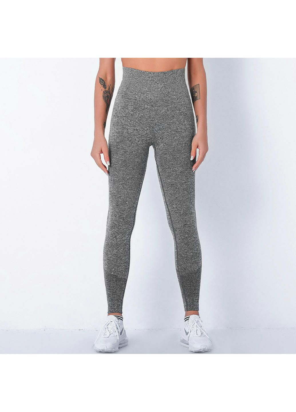 Комбинированные демисезонные леггинсы женские спортивные 10906 xl темно-серые Fashion