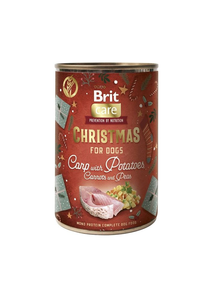 Корм вологий для собак Brit Mono Protein Christmas Carp with Potatoes різдвяна вечеря з коропом і картоплею 400 г Brit Care (366027278)
