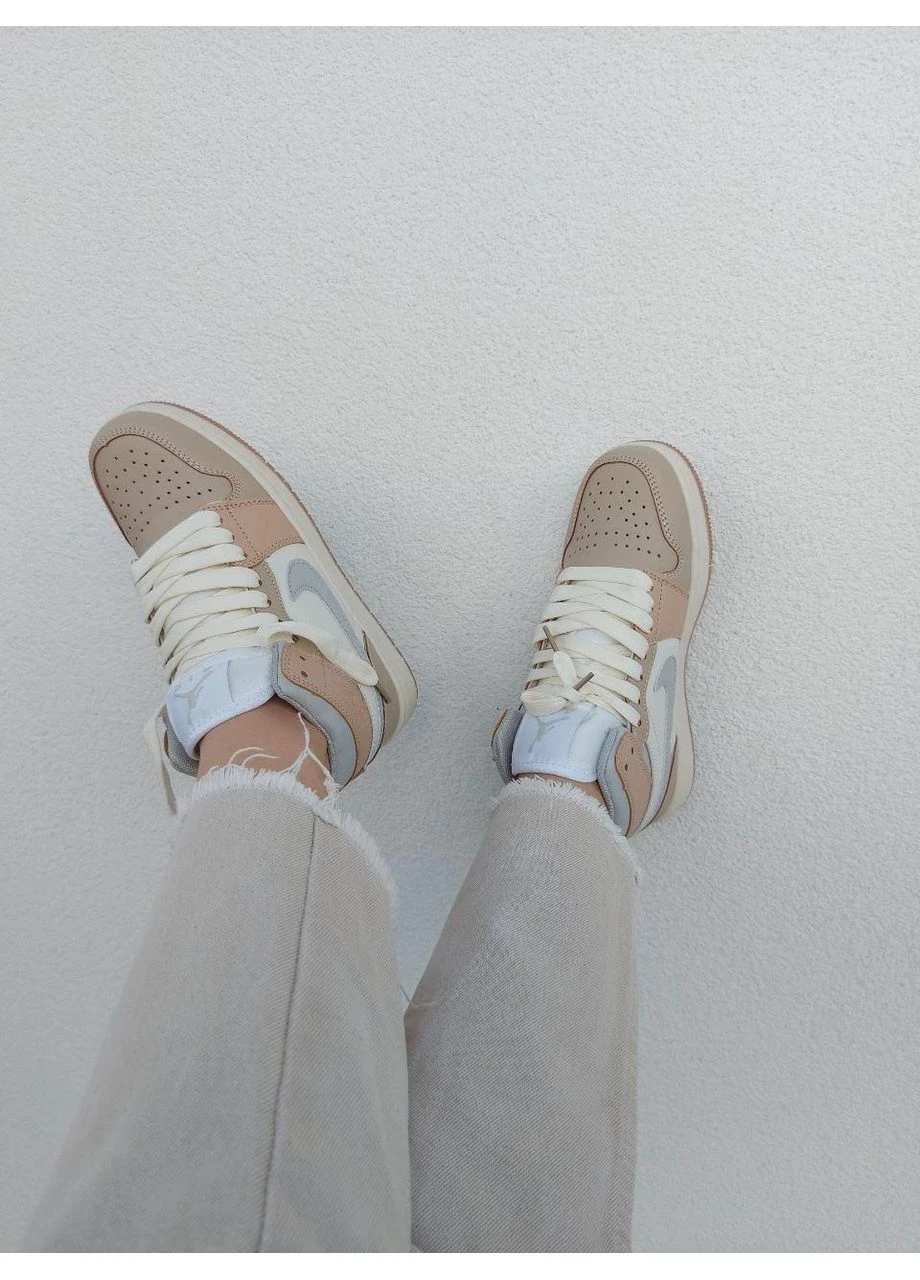 Бежевые летние кроссовки nike air jordan 1 retro cream найк аир джордан No Brand