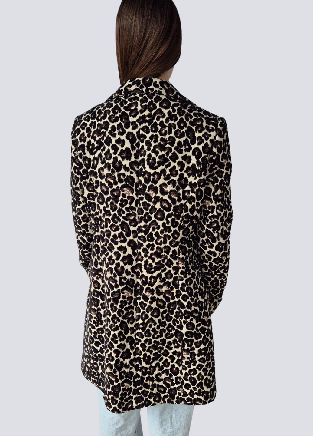 Чорне демісезонне Пальто жіноче коротке весна-осінь у леопардовий принт однобортне Et Vous