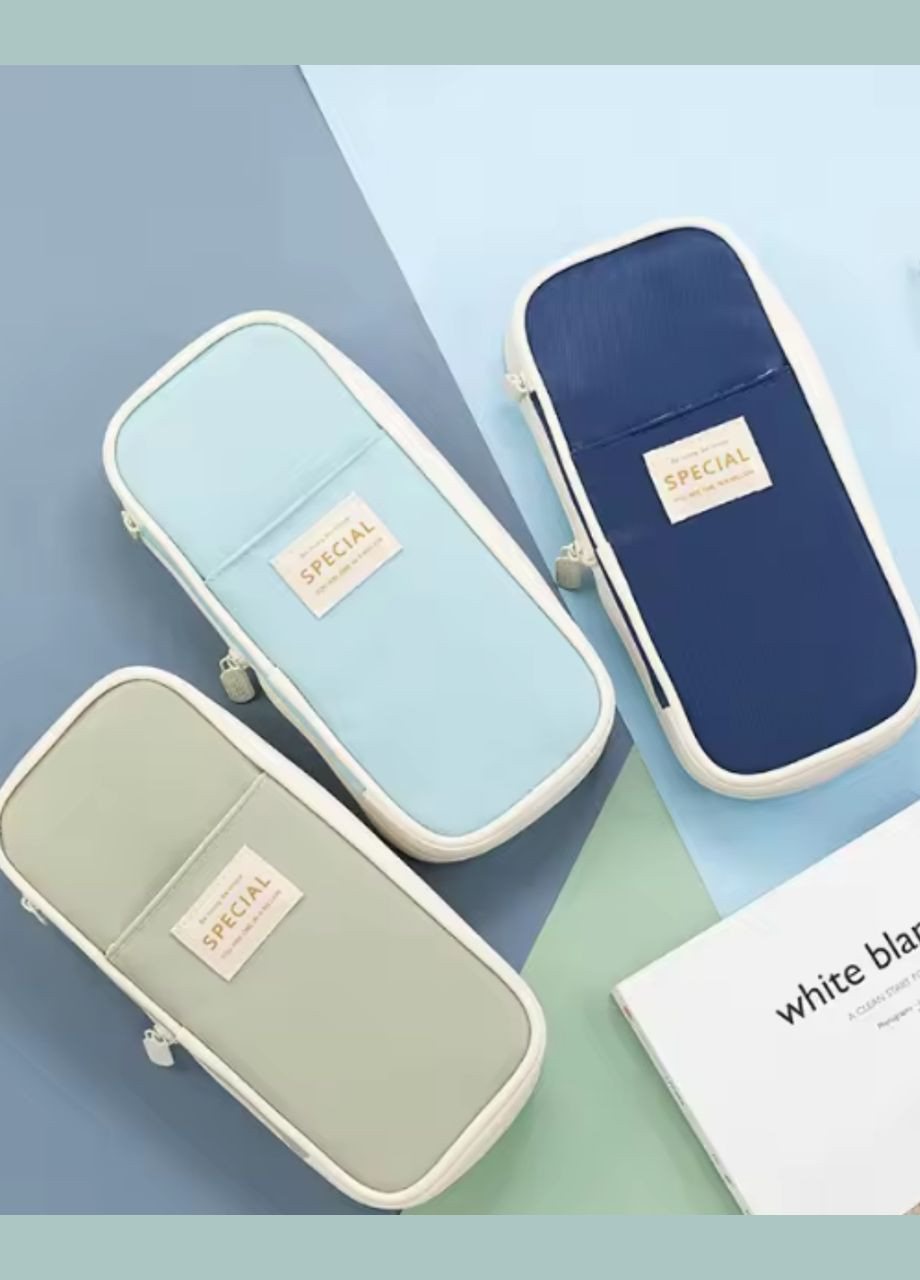 Підлітковий шкільний пенал, 21,5*7*9 см, блакитний No Brand (349766846)