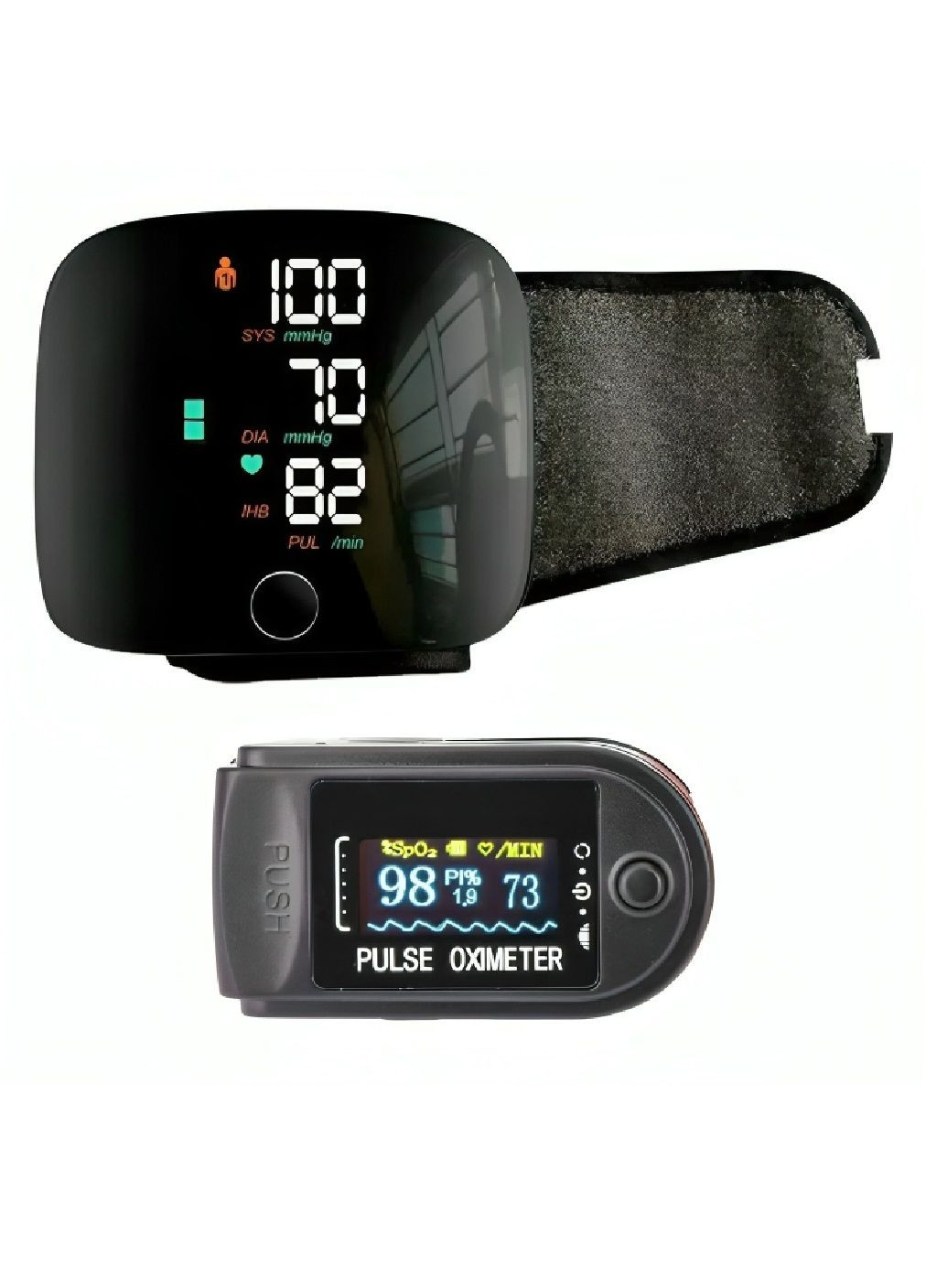 Комплект набор тонометр на запястье для измерения давления с пульсоксиметром измерителем кислорода пульса (480028-Prob) Unbranded (328512107)