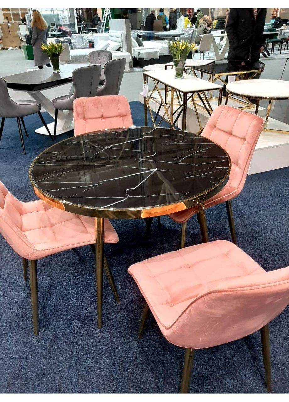 Стіл CALVIN чорний ефект мармуру / золото Діаметр 100 CALVINMAZL100 Signal (372178122)