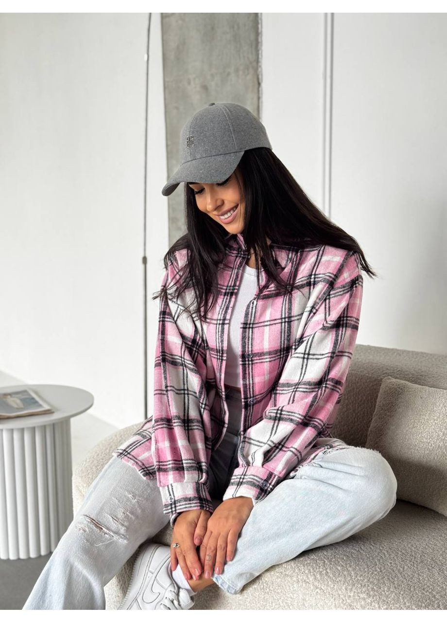 Сорочка в клітинку oversize із м’якої тканини No Brand (365251045)