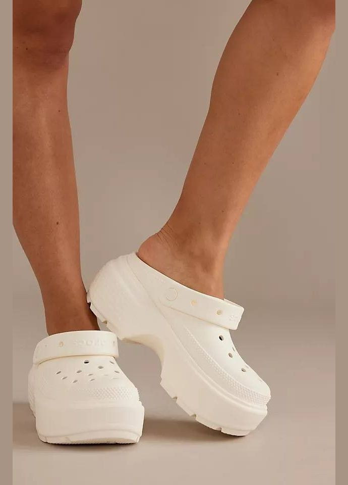 Белые stomp mettalic clog крокс клог стомп Crocs