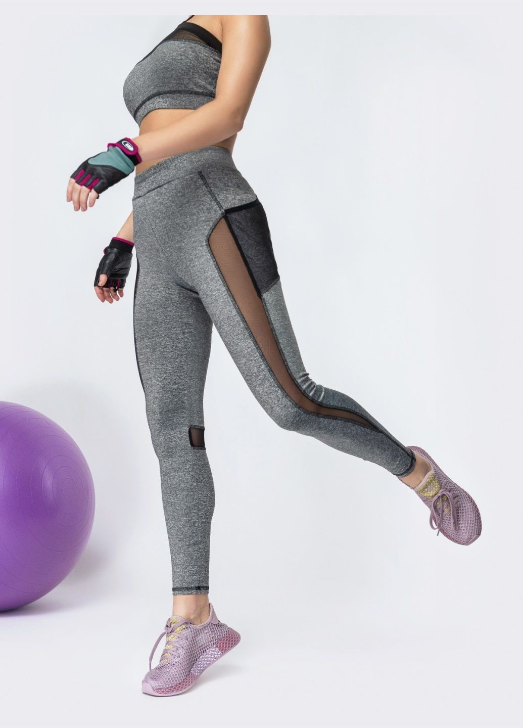 спортивні лосини з еластичною сіткою сірі Dressa (308791464)