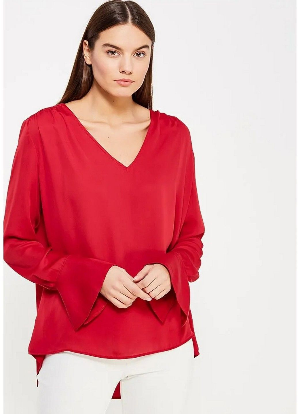 Темно-красная демисезонная блуза Mango