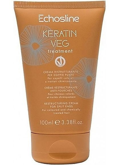 Крем проти посічених кінчиків волосся Keratin Veg Treatment Restructuring Cream 100ml (1331750-8832495) Echosline (368633706)
