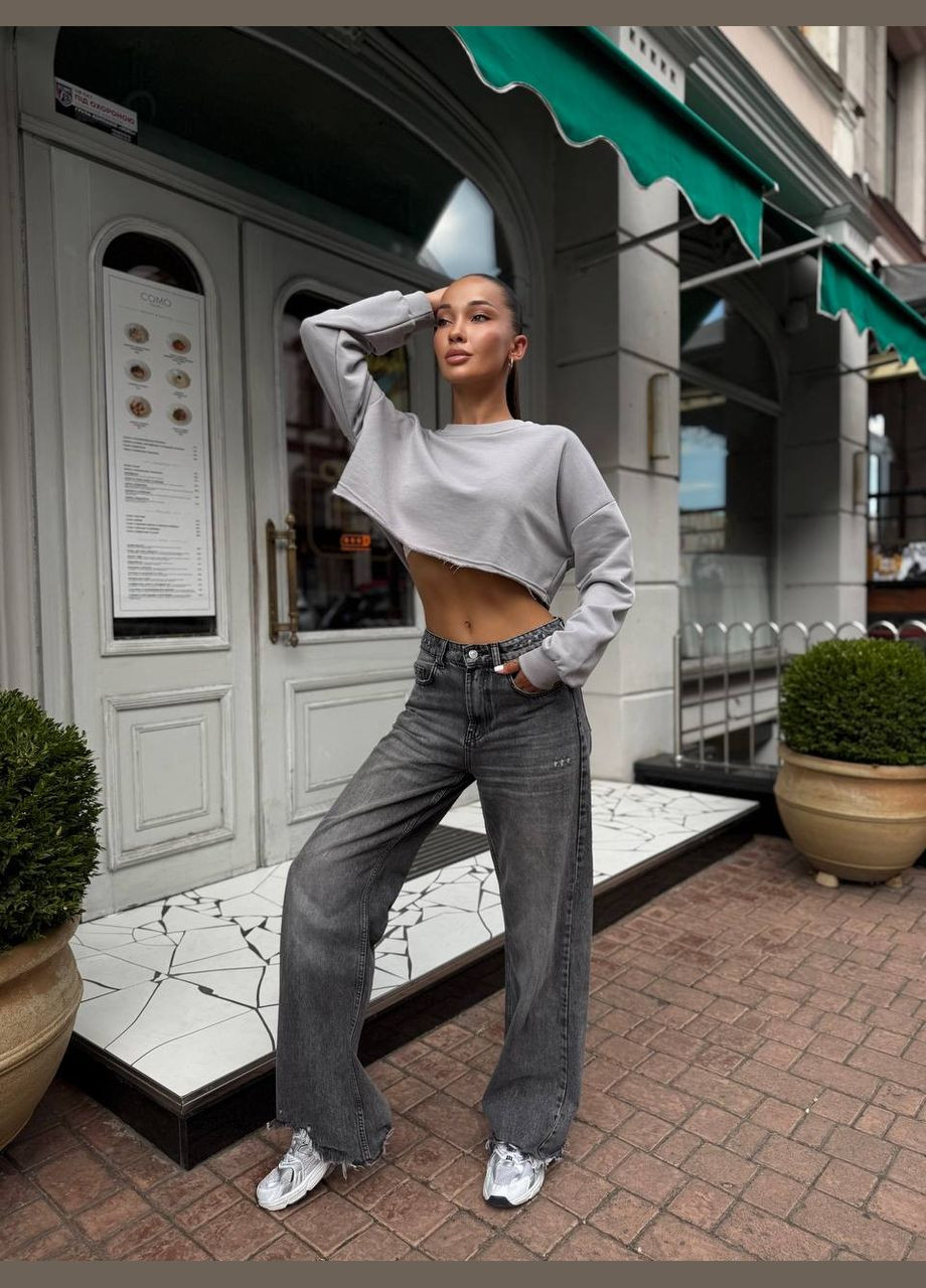 Женский кроп-свитшот легкий белый No Brand (346085229)